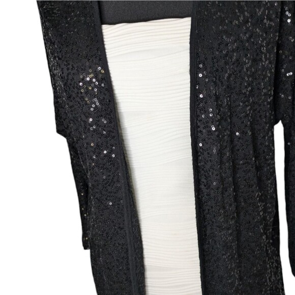 Jones New York Black Sequin open Cardigan Evening Jacket Size M - Picture 3 of 7